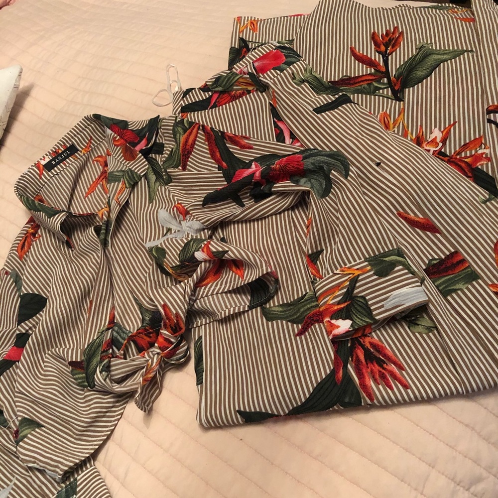 Mina Monroe pinstriped tropic set